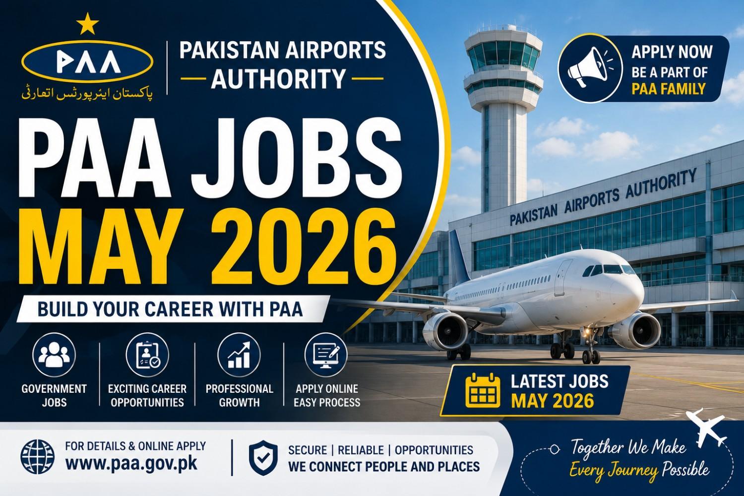 Pakistan Airports Authority PAA Jobs May 2026 featured image showing airport career opportunities and latest vacancies