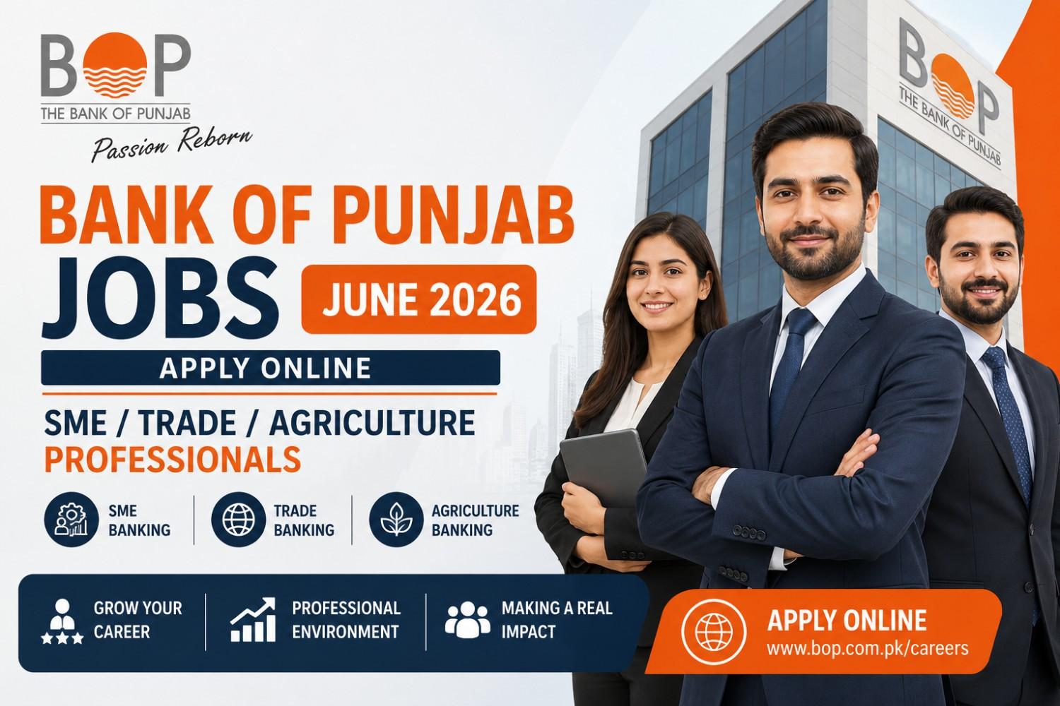 Bank of Punjab Jobs June 2026 Apply Online for SME Trade and Agriculture Professionals