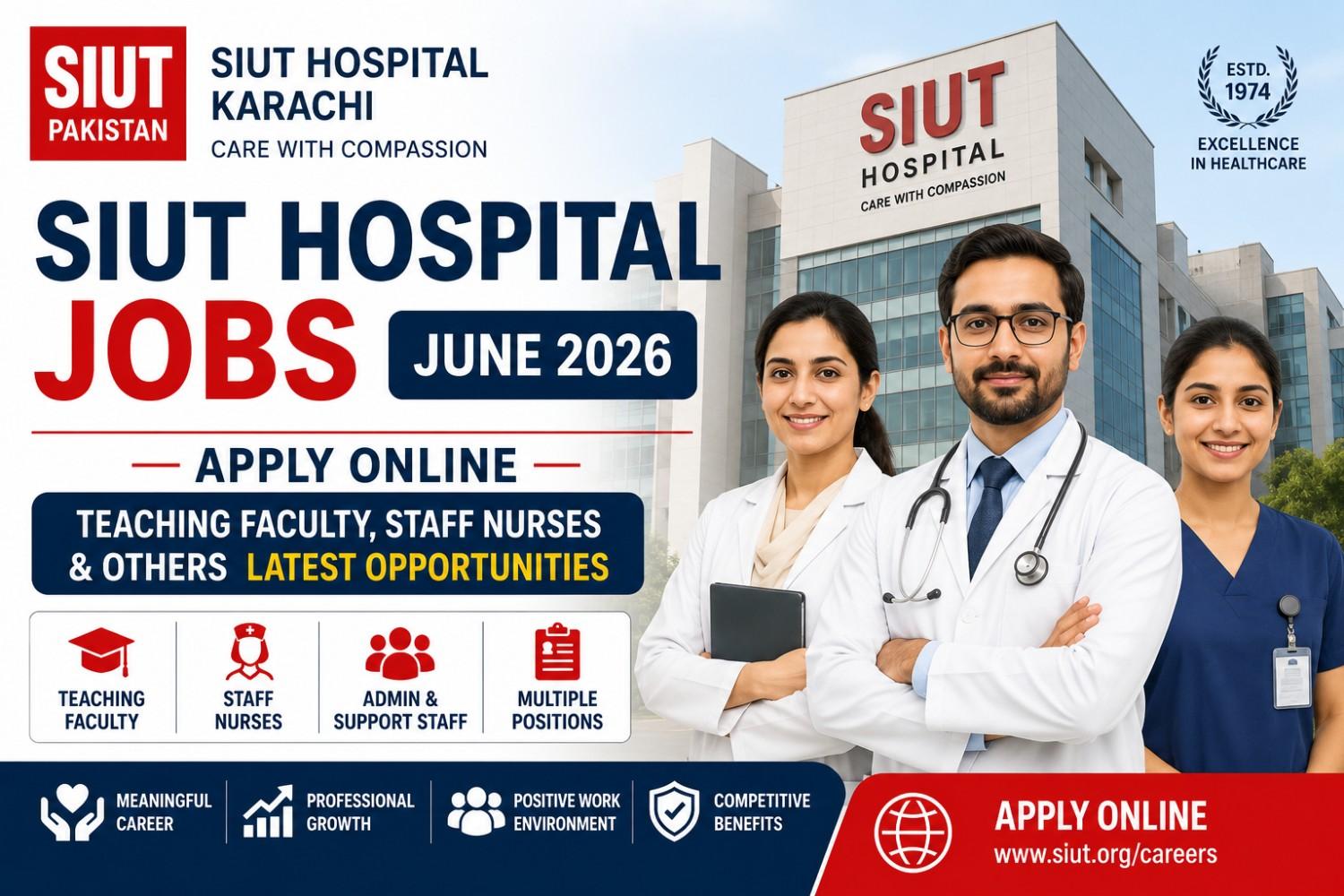 SIUT Hospital Karachi Jobs June 2026 Apply Online for Teaching Faculty Staff Nurses and Other Positions